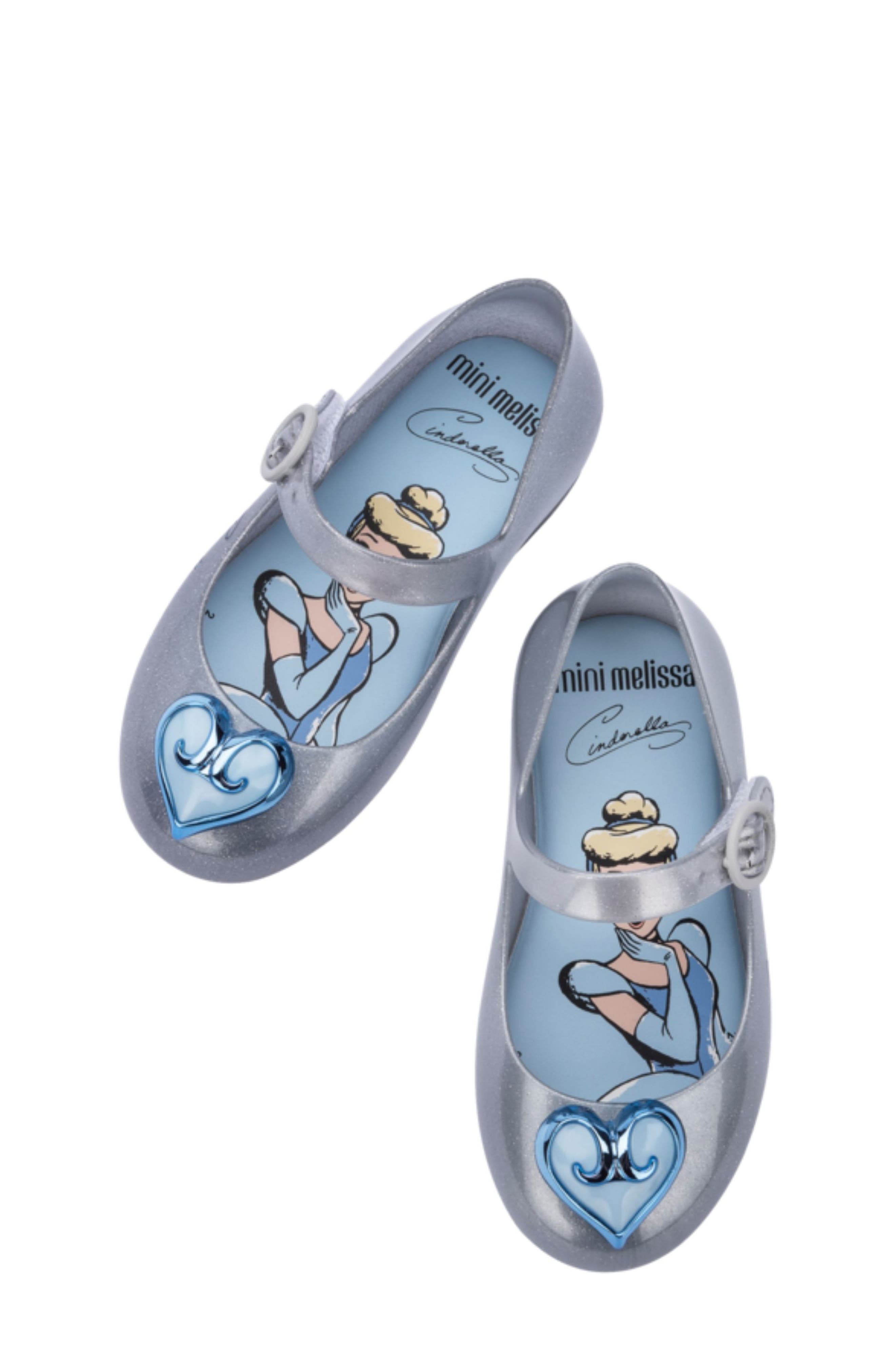 Mini Melissa Mini Sweet Love Disney Princess Mary Jane Flat, Alternate, color, Silver