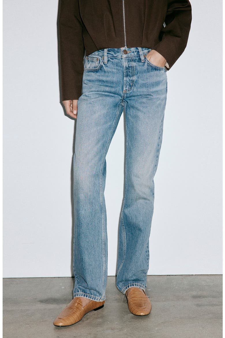 Mid Rise Straight Leg Jeans, Main, color, MEDIUM BLUE