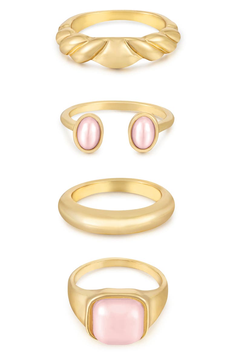 Set of 4 Ultimate Babe Ring Set, Main, color, GOLD/ PINK