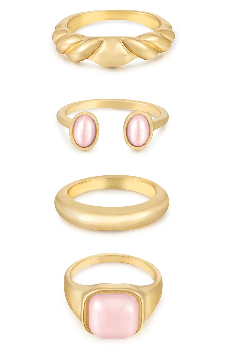 Ettika Set of 4 Ultimate Babe Ring Set, Main, color, Pink