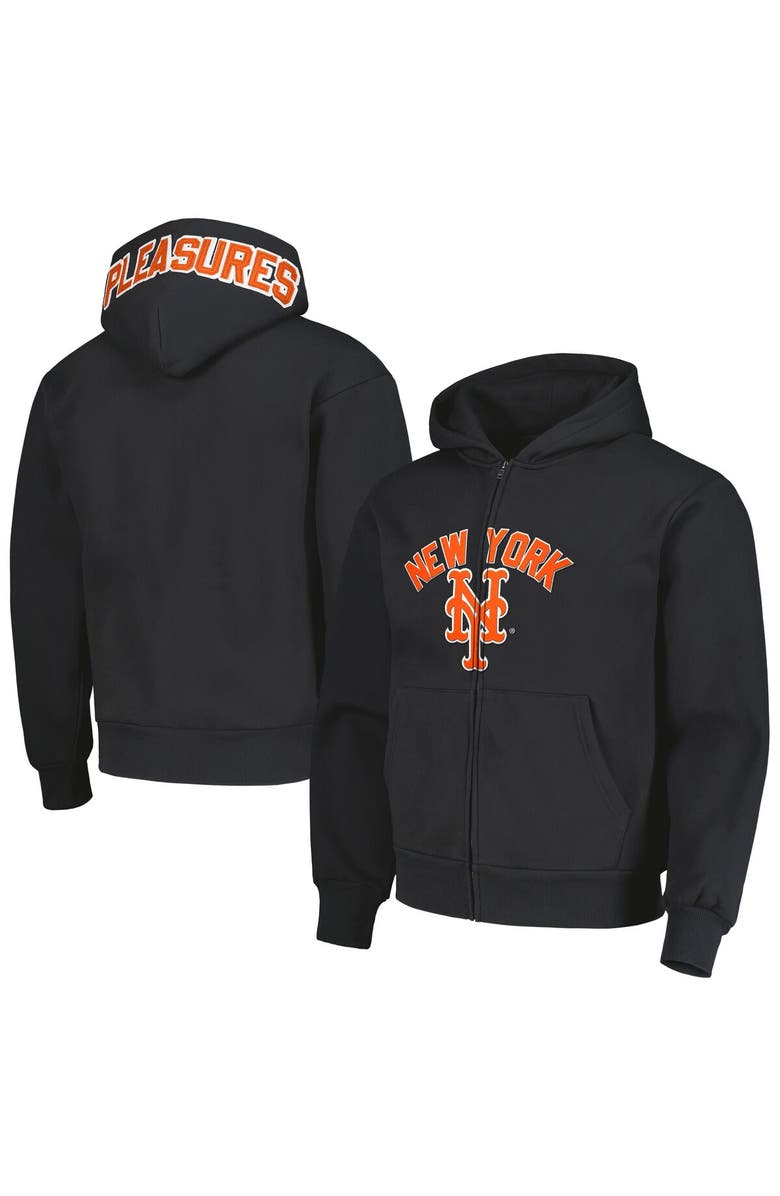 PLEASURES Men's PLEASURES Black New York Mets Opening Day Full-Zip Hoodie, Main, color, Black