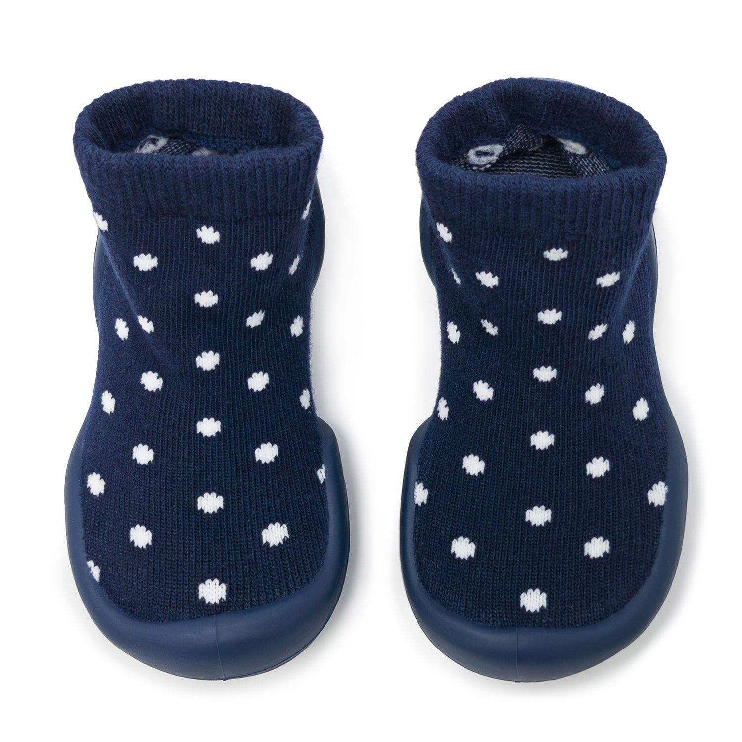 Komuello Toddler Girl Sock Shoes - Dotty - Navy, Main, color, Dotty Navy