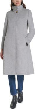 Cole Haan Stand Collar Wool Blend Coat