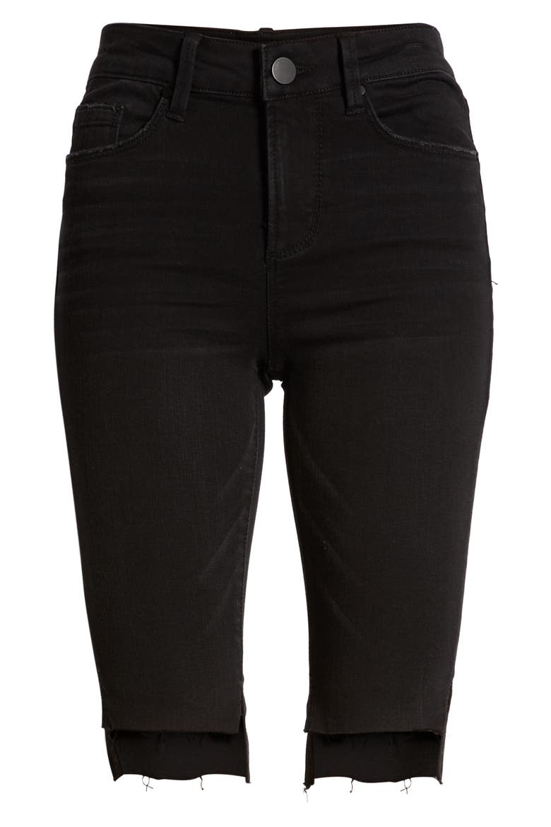 Gibson High Waist Raw Step Hem Denim Shorts, Alternate, color, NOIR