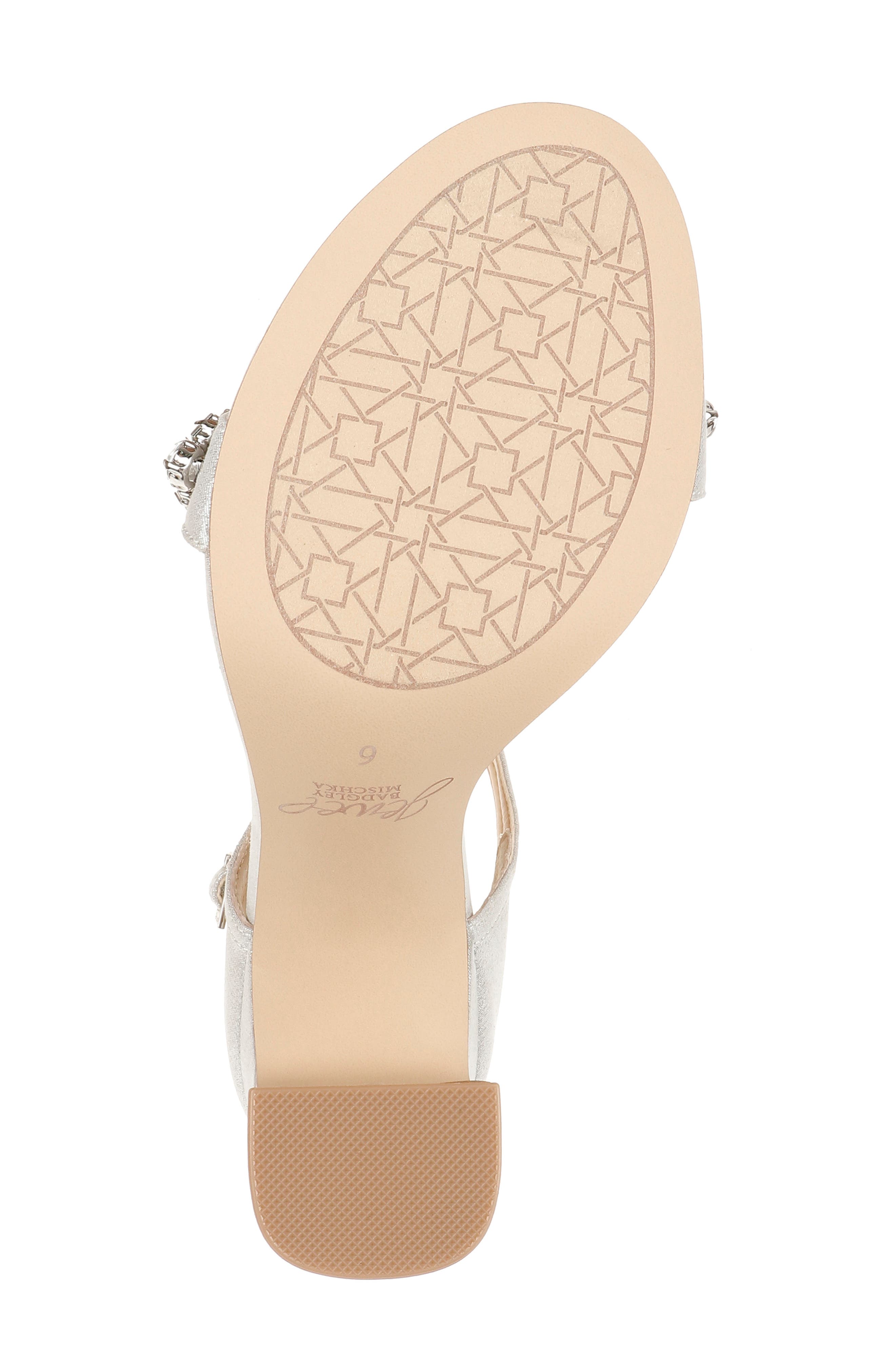 Jewel Badgley Mischka Penny Ankle Strap Sandal, Alternate, color, Silver