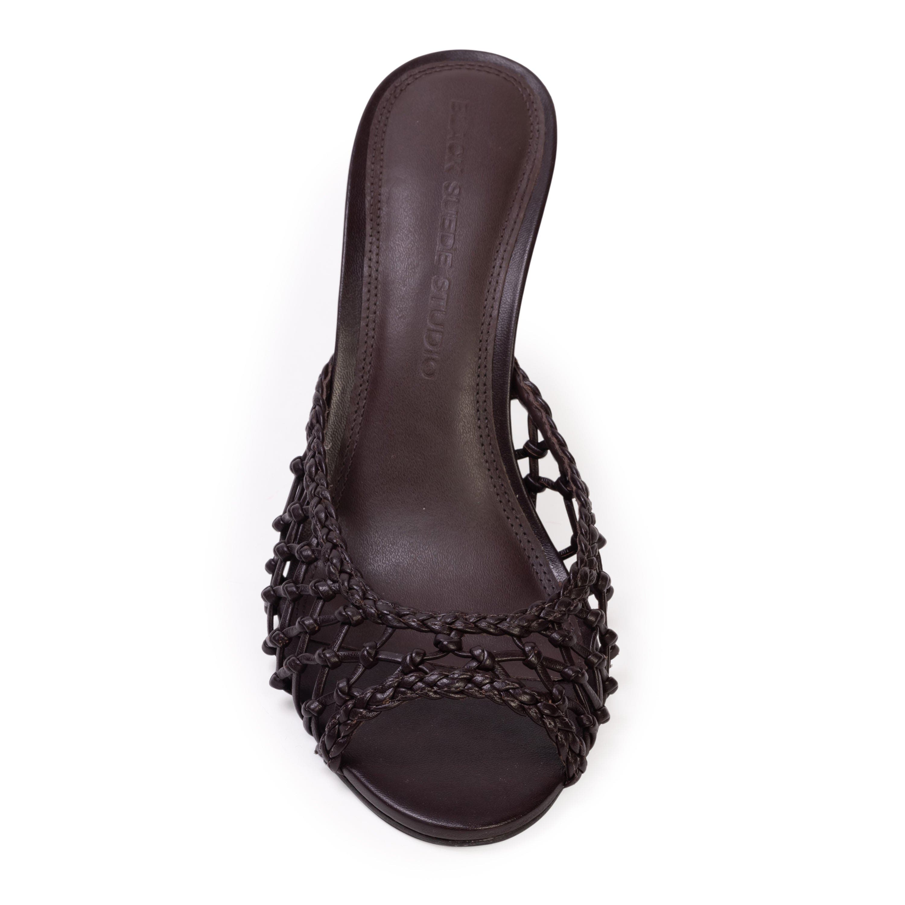 BLACK SUEDE STUDIO Peach 80 Mule, Alternate, color, Black Coffee Leather