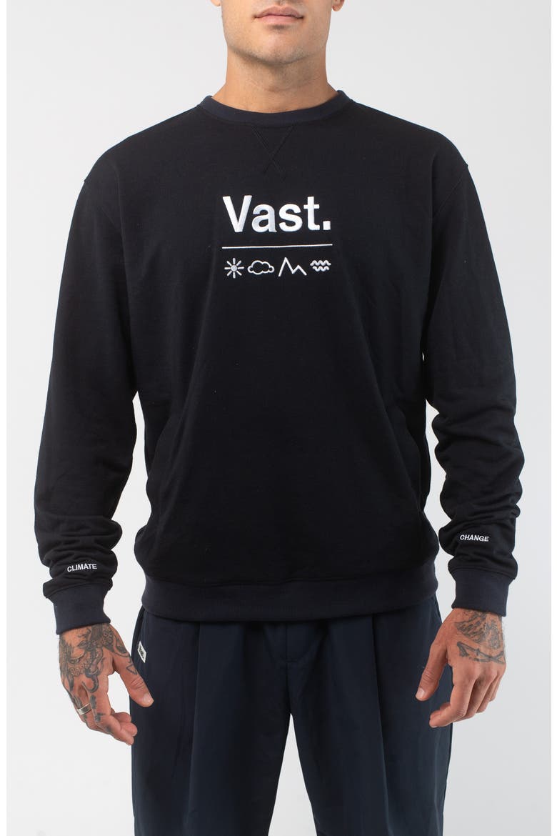 Elements Lightweight Crewneck Sweatshirt, Main, color, BLACK
