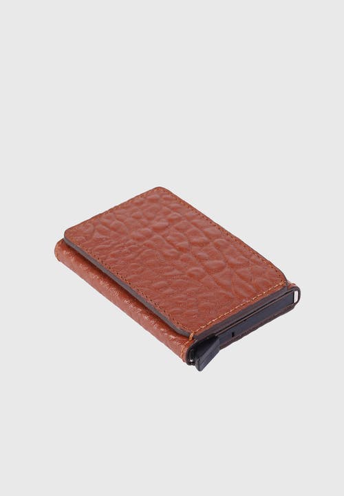 Furniq Uk Genuine Leather Elephant Pattern Card Holder In Brown