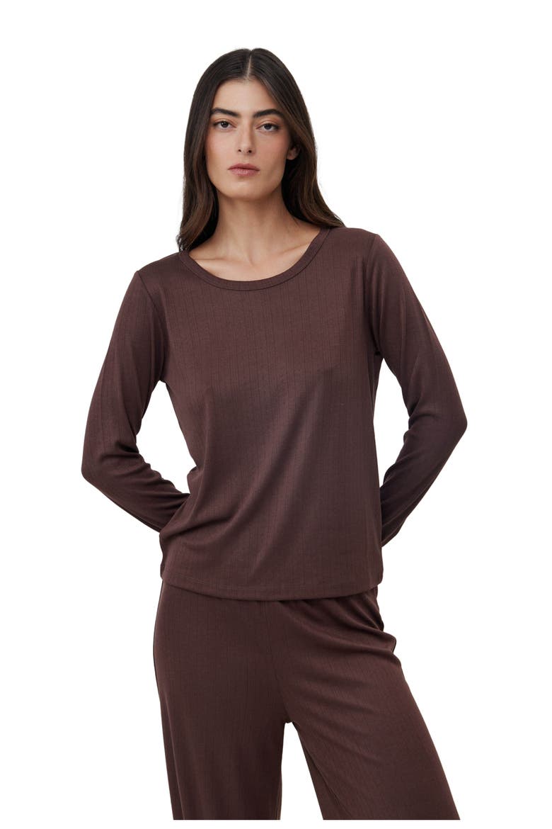 Daydream Pointelle Loungewear Top, Main, color, Brown