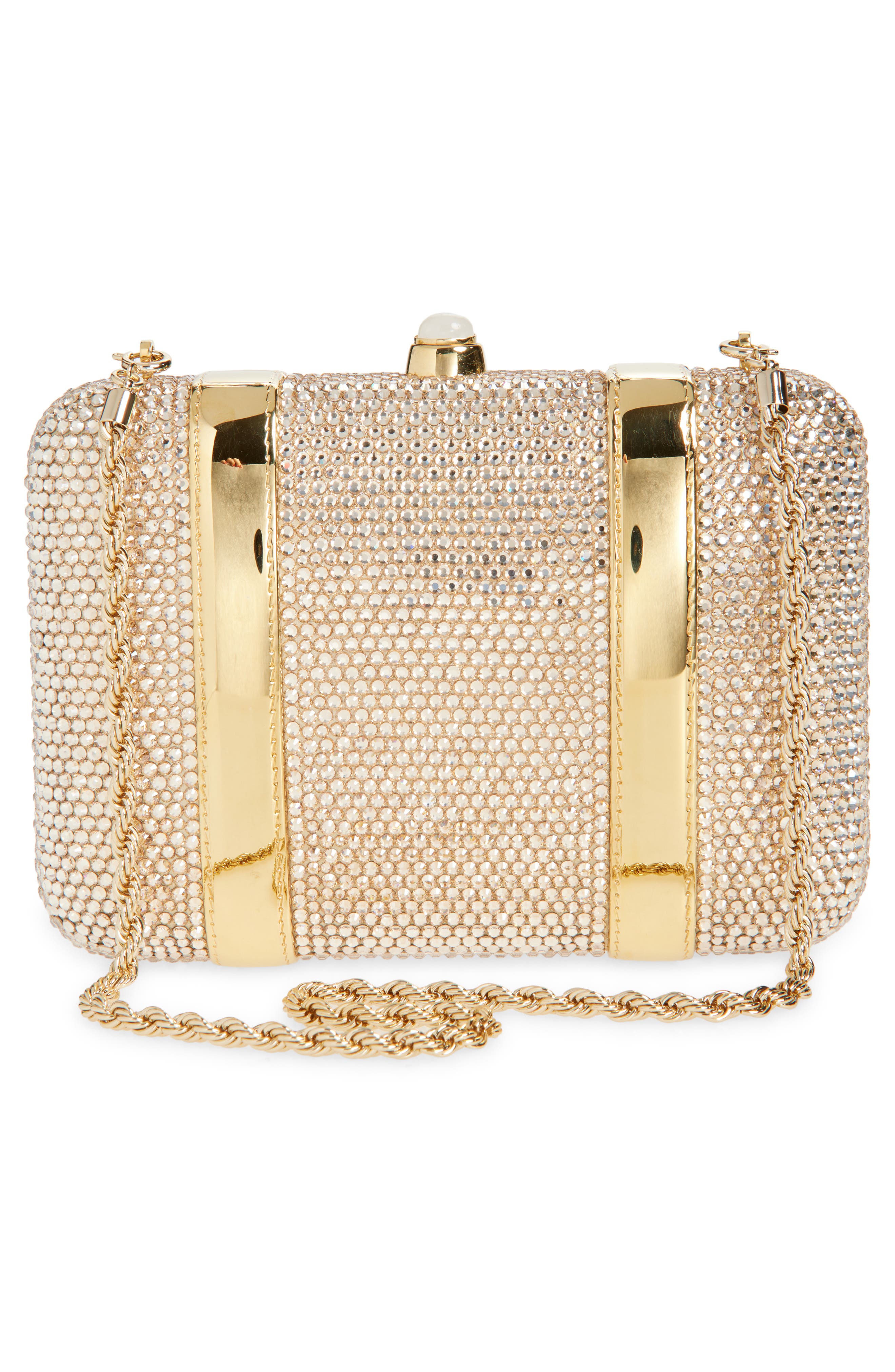 JUDITH LEIBER COUTURE Valise Crystal Clutch, Alternate, color, Champagne Prosecco