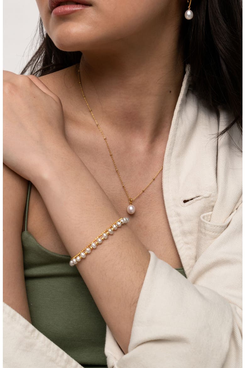 White Freshwater Timeless Pearl Bracelet, Alternate, color, Yellow Gold Vermeil