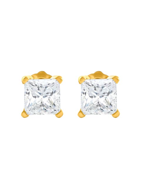 1 1/4Ct Princess Cut Diamond Studs in 14k or Gold Lab Grown