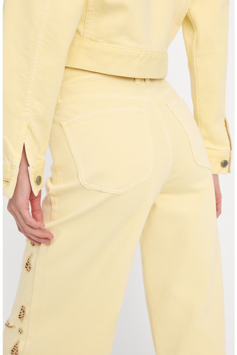 Good Waist Embroidered Palazzo Jeans, Alternate, color, ANISE YELLOW