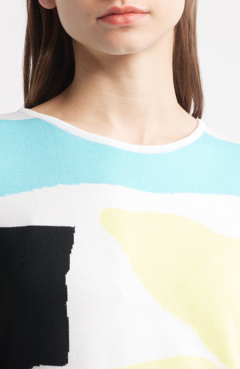 Ming Wang Abstract Colorblock A-Line Sweater Dress, Alternate, color, 