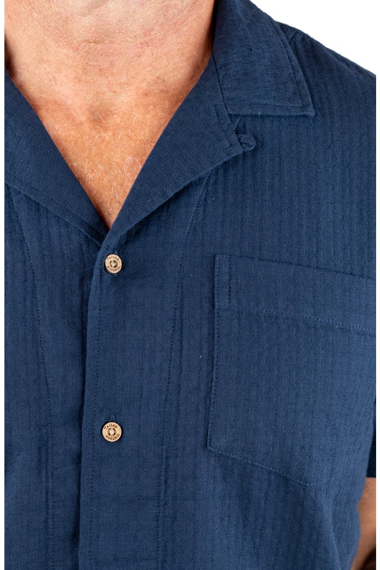 Cotton Dobby Cabana Shirt, Alternate, color, NAVY BLAZER