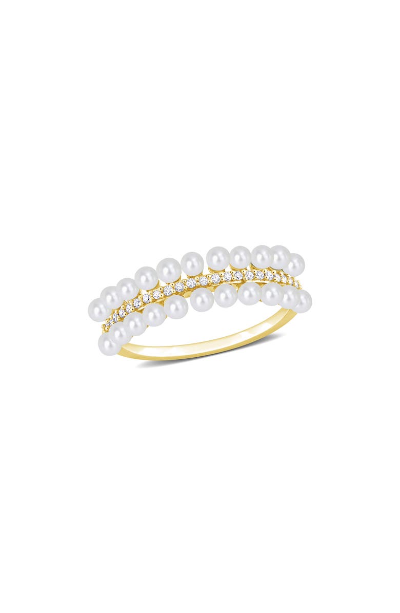DELMAR 10K Gold Cultured Freshwater Pearl & Diamond Ring, Main, color,