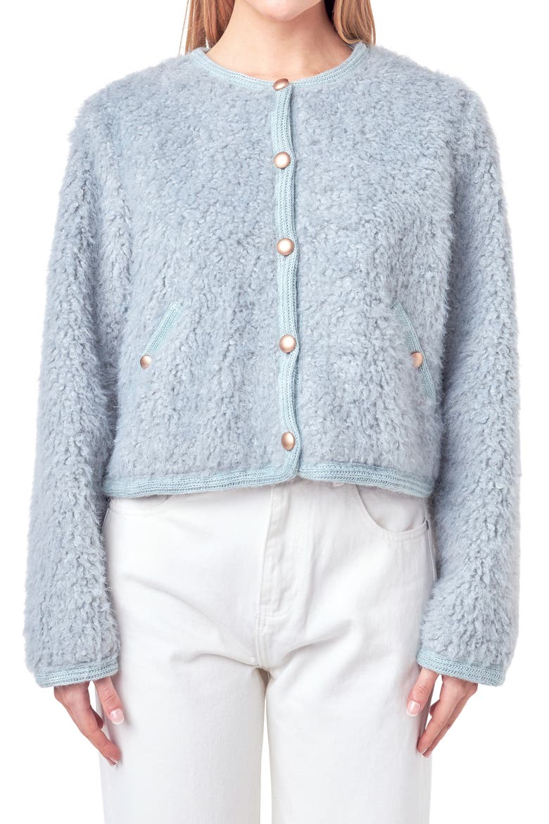 Bouclé Cardigan Jacket, Alternate, color, SLATE