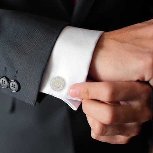 Jan Leslie Rose Carved Sterling Cufflinks In White