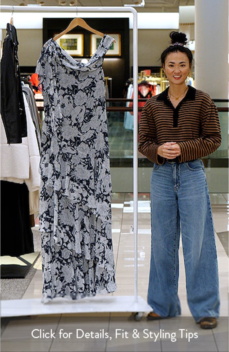 Kanerite Crinkle One-Shoulder Tiered Maxi Cocktail Dress, sales video thumbnail