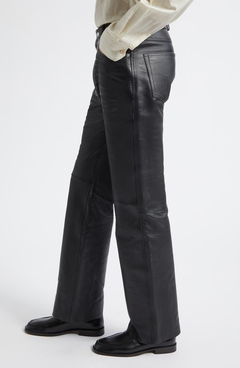 OUR LEGACY Carlson Cut Five-Pocket Leather Jeans, Alternate, color, Whisker Black Buffed Lambskin