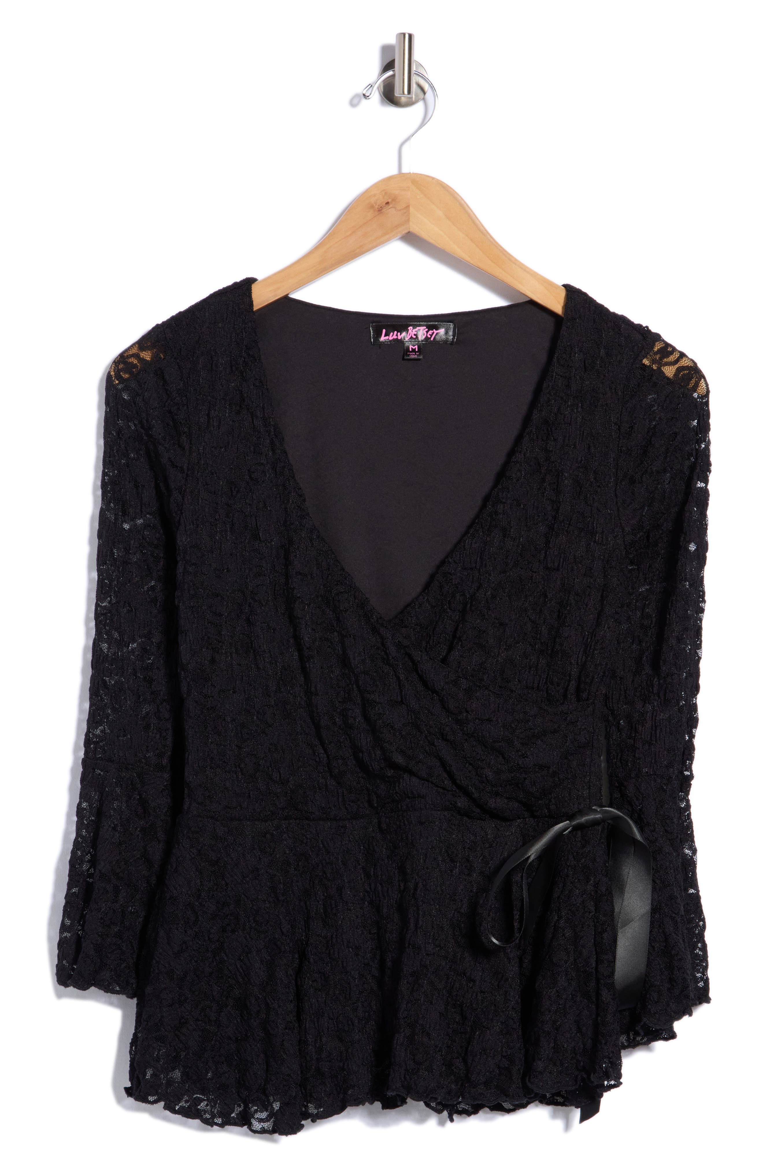 Lace Peplum Wrap Top