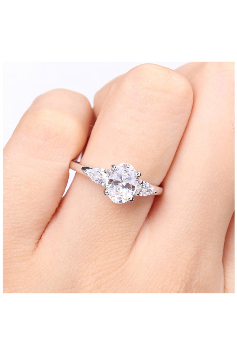 Sterling Silver CZ 3-Stone Ring, Alternate, color, SILVER