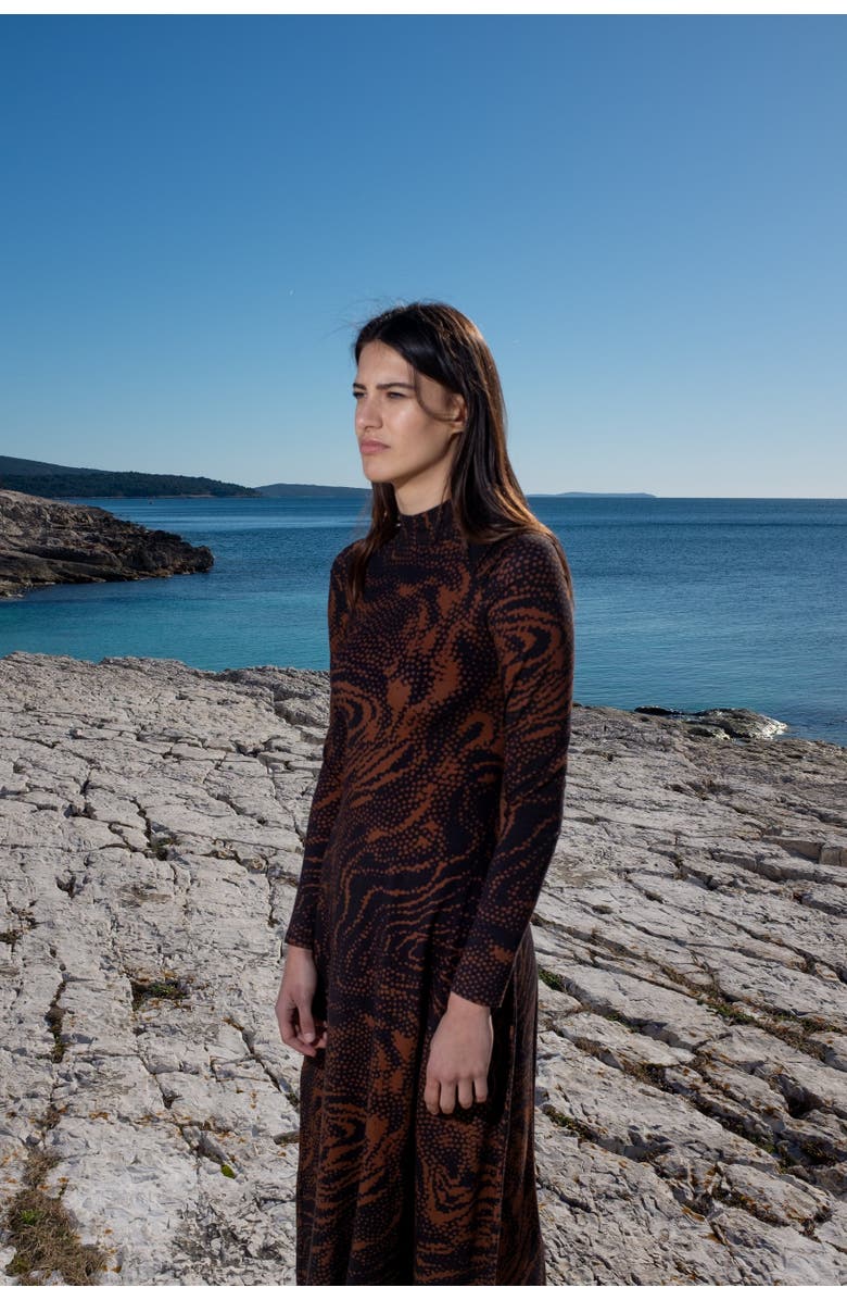 Untitled in Motion Speculus Turtleneck Jersey Maxi Dress, Alternate, color, 