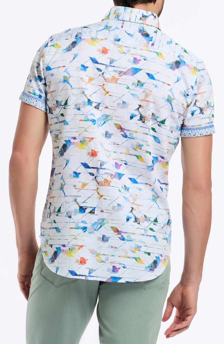 Robert Graham Raymond Short Sleeve Cotton Button-Up Shirt, Alternate, color, White
