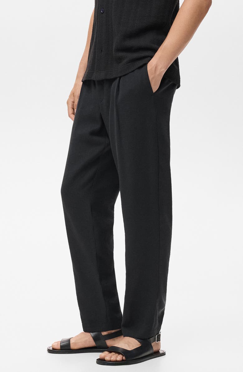 MANGO Pleated Straight Fit Pants, Alternate, color, Black