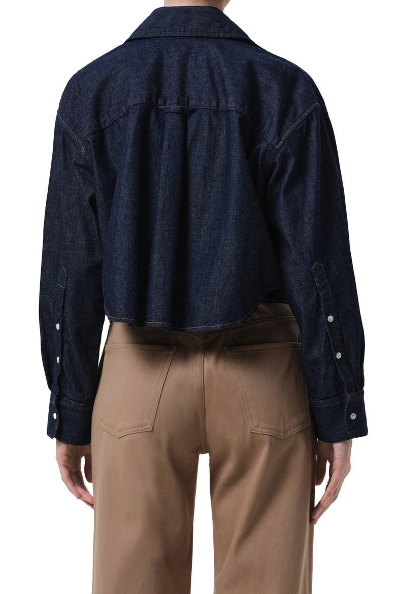 Ana Crop Denim Button-Up Shirt, Alternate, color, PIAVE