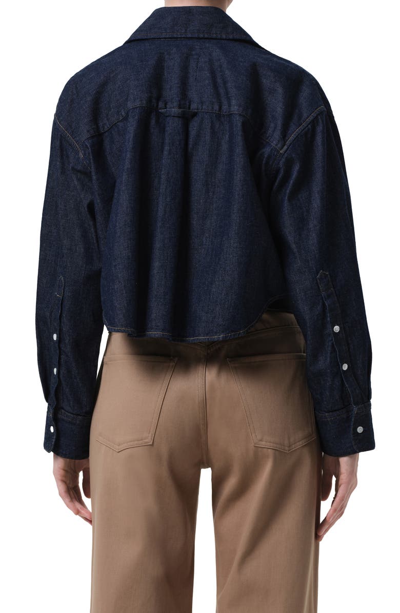 Citizens of Humanity Ana Crop Denim Button-Up Shirt, Alternate, color, Piave