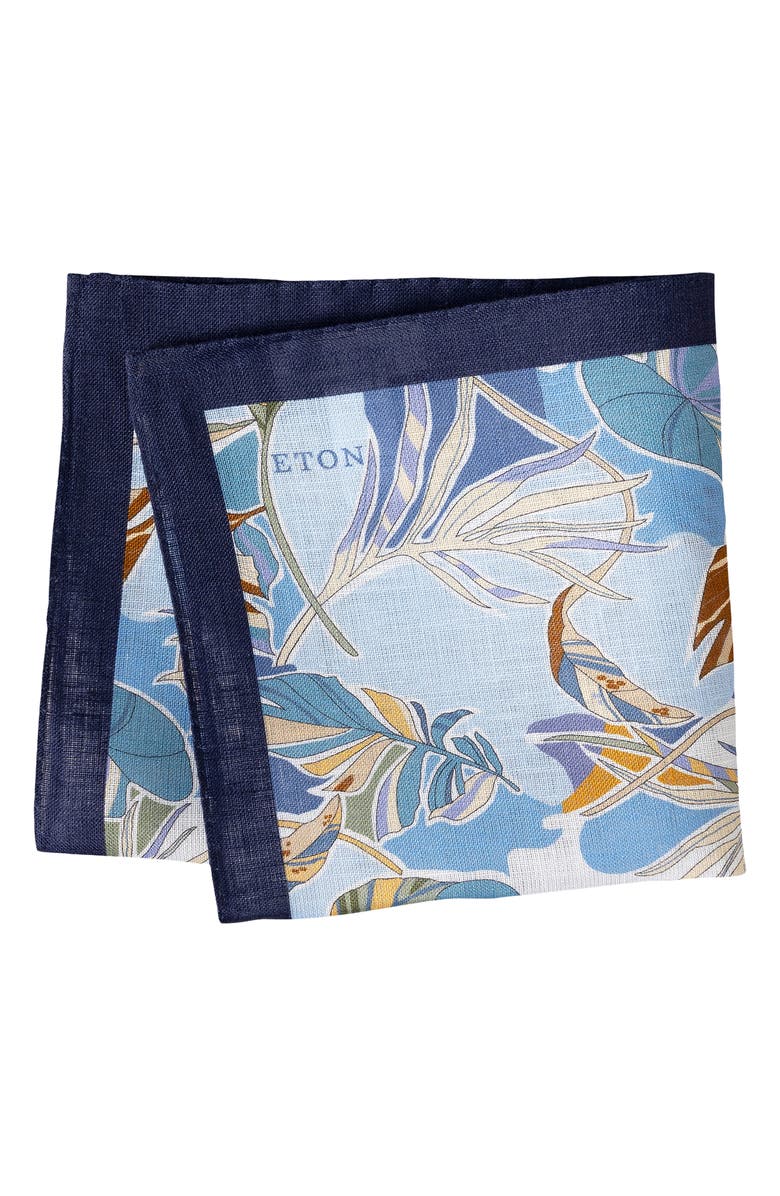 Eton Tropical Linen Pocket Square, Main, color, Light Blue