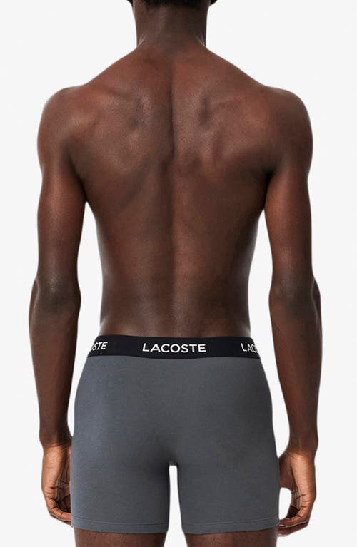 Lacoste Core Essentials Assorted 5-pack Stretch Cotton Boxer Briefs In Gray