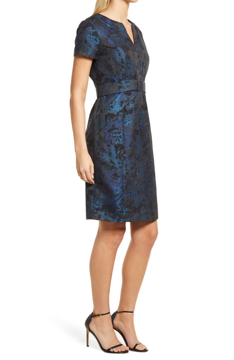Shani Jacquard Bow Sheath Cocktail Dress, Alternate, color, 