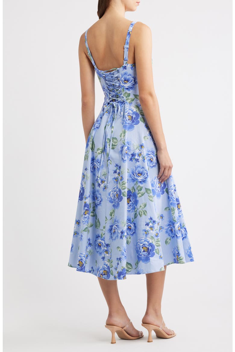 Print Tie Back Midi Dress, Alternate, color, PERRY