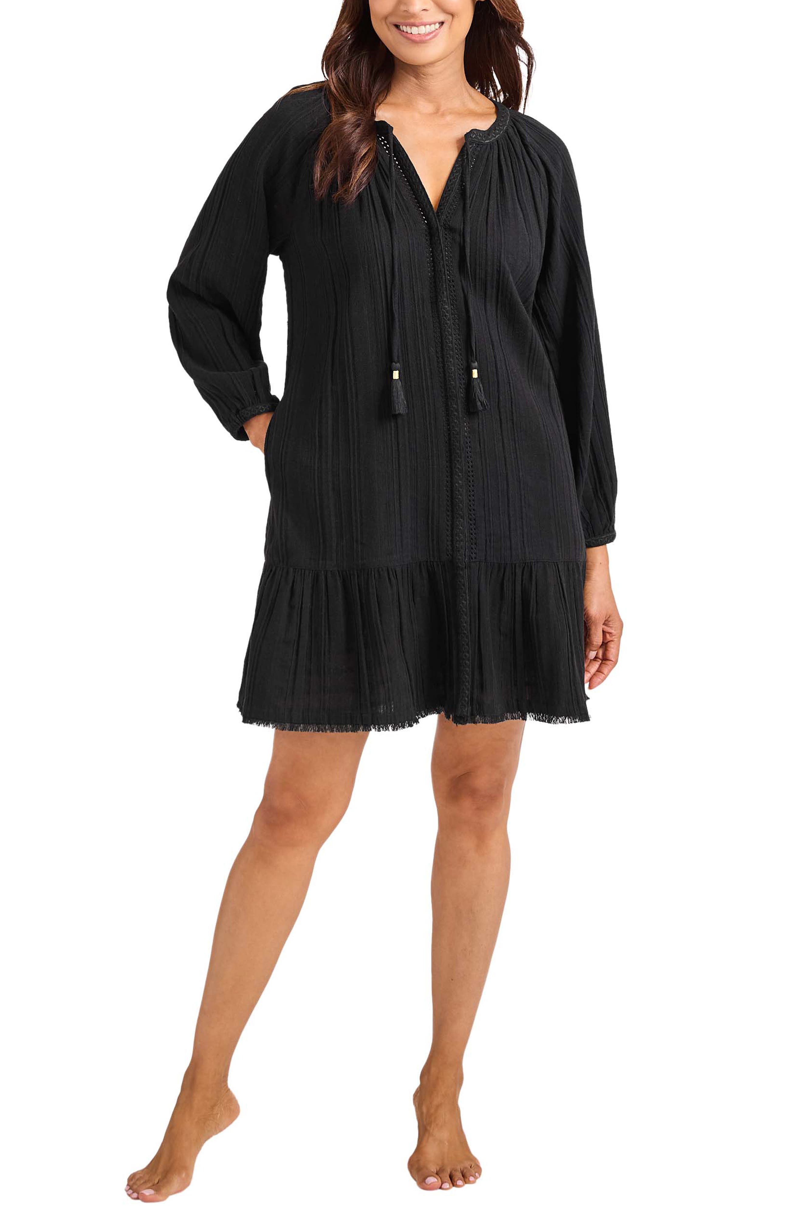 Tommy Bahama Mykonos Textured Split Neck Cover-Up Cotton Dress