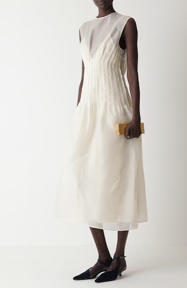 Khaite Wes Pintuck Sleeveless Shantung Organza Dress | Nordstrom