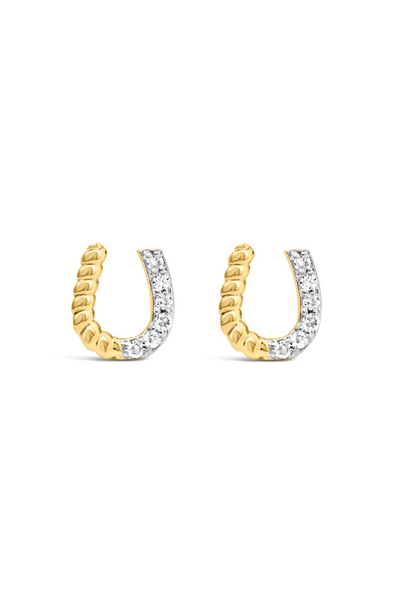 Haus of Brilliance 10K Yellow Gold 1/10 Ct Braided Horseshoe Stud Earrings, Main, color, Yellow