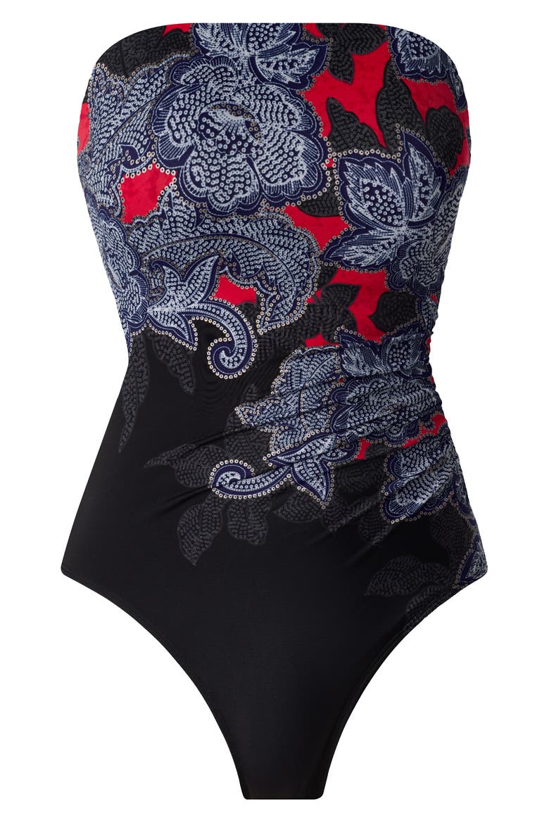 Steel Magnolias Avanti Bandeau One-Piece Swimsuit, Alternate, color, BLK/ MULTI