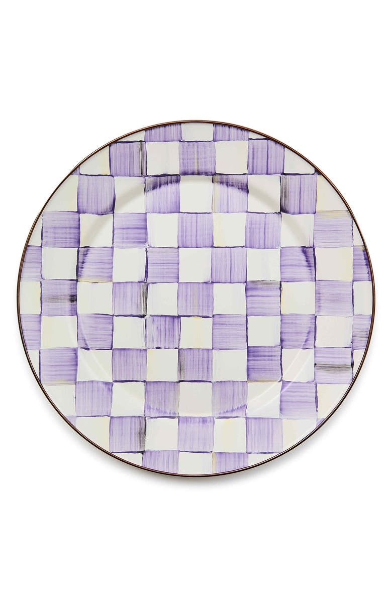 MACKENZIE CHILDS Violet Check Enameled Steel Charger Plate, Main, color, Violet