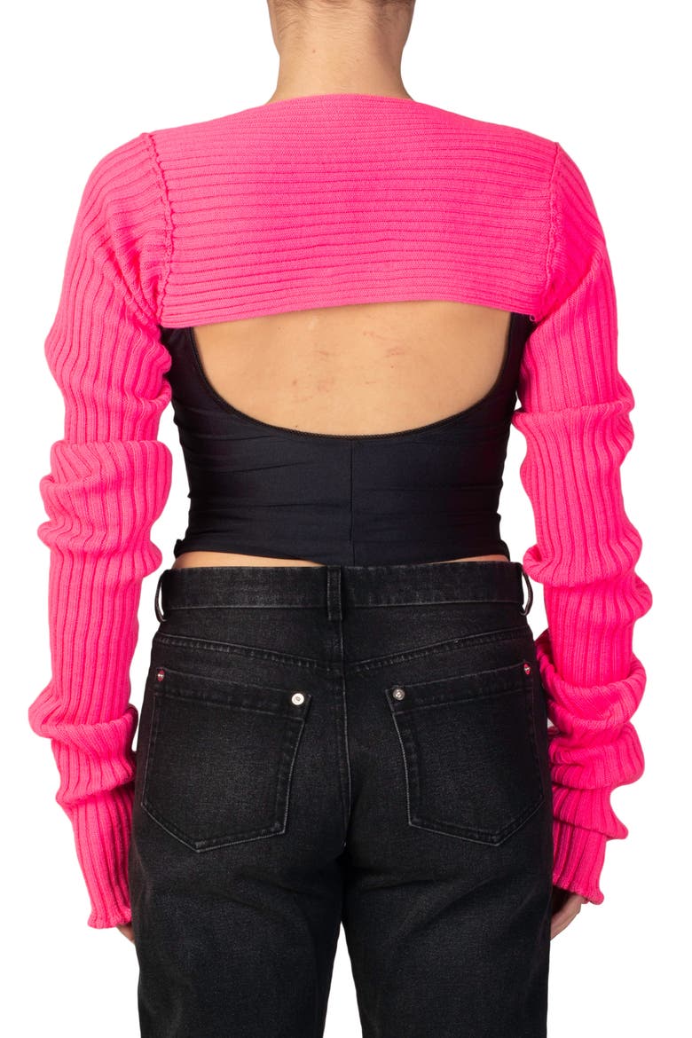 Rib Wool Blend Bolero, Alternate, color, HOT PINK