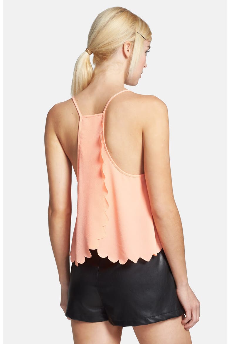ASTR Scalloped Drape Back Tank, Alternate, color, CORAL POP