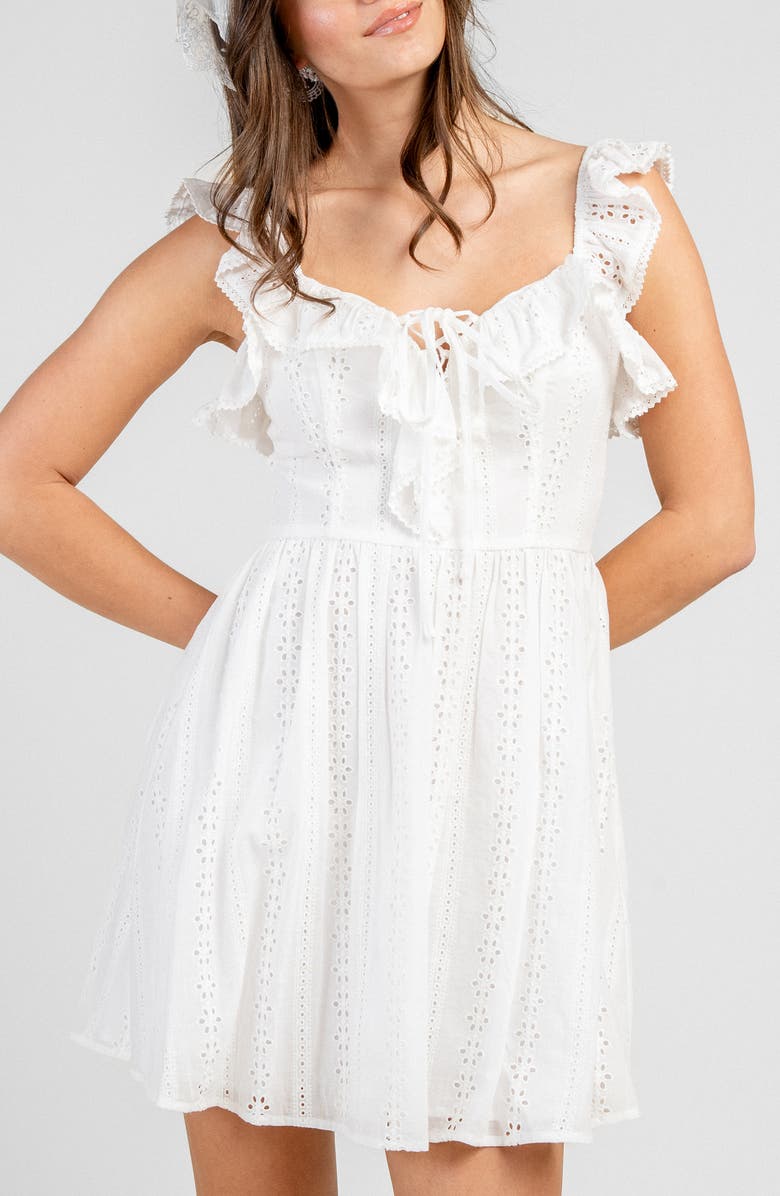 Beivy Eyelet Lawn Short Dress, Alternate, color, White