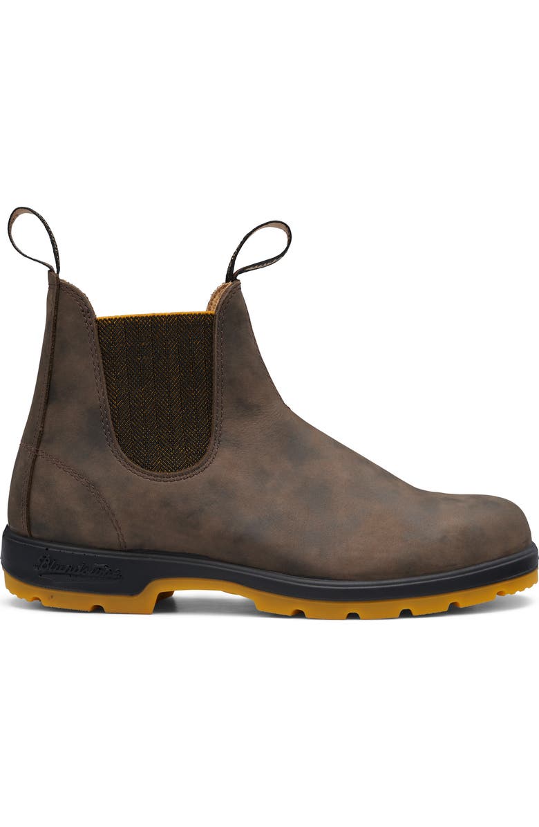 Blundstone Footwear Classics Water Resistant Chelsea Boot, Alternate, color, Rustic Brown/ Mustard