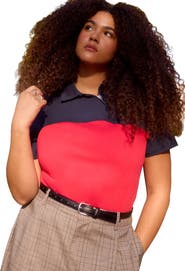 ELOQUII Asym Zipper Neck Polo Shirt