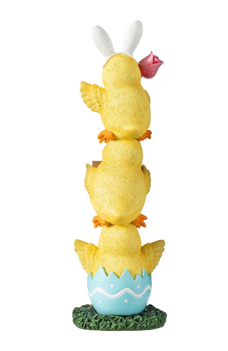Glitzhome Easter Resin Stackable Chickens Table Decor, Alternate, color, Yellow