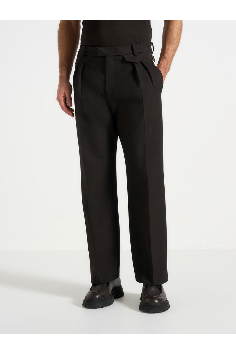 Pierre Fluid Pleat Front Trousers, Main, color, Dark Brown