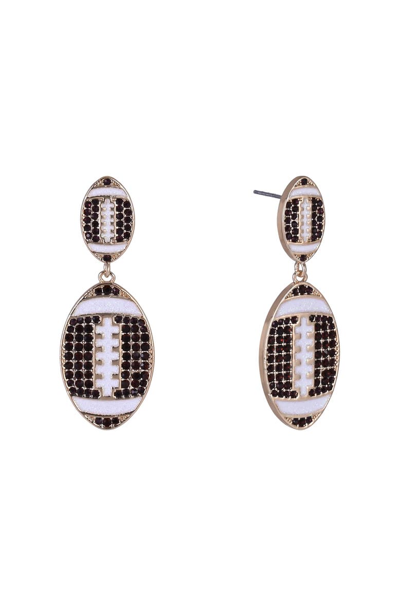 Game Day Stone Football Earrings, Main, color, Brown