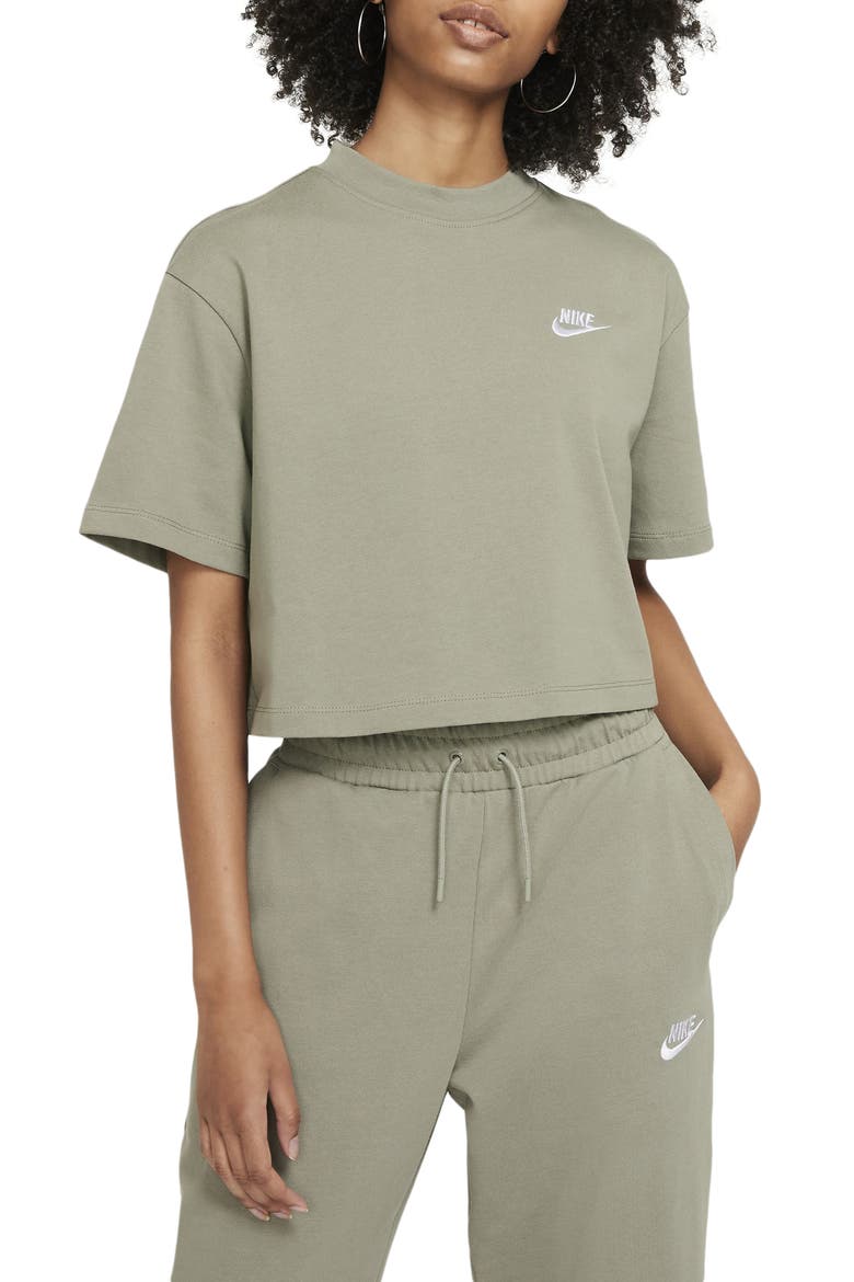 Sportswear Short Sleeve Jersey Crop Top, Main, color, LIGHT ARMY/WHITE