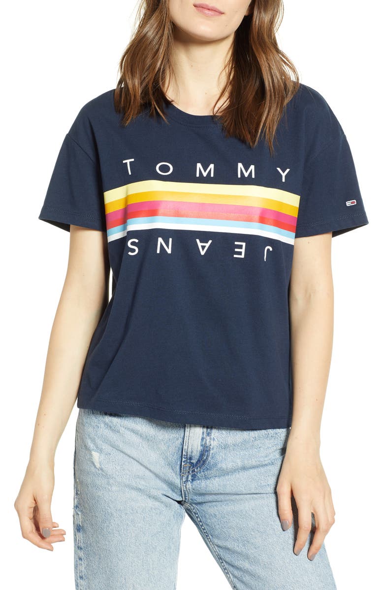 TOMMY JEANS Multicolor Logo Tee, Main, color, 